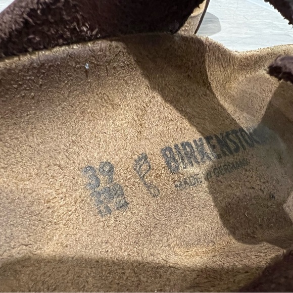 Birkenstock Sandals Size 39 Suede Leather Thong Sandal Brown Made in Germany - Picture 5 of 5